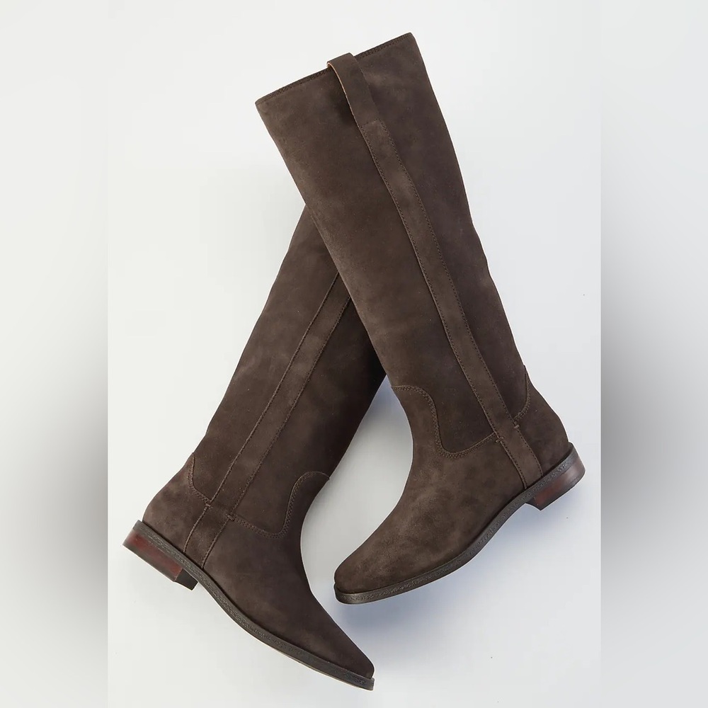 NWT TELLURIDE Sally Suede Chocolate Brown Knee-High Boots US 7